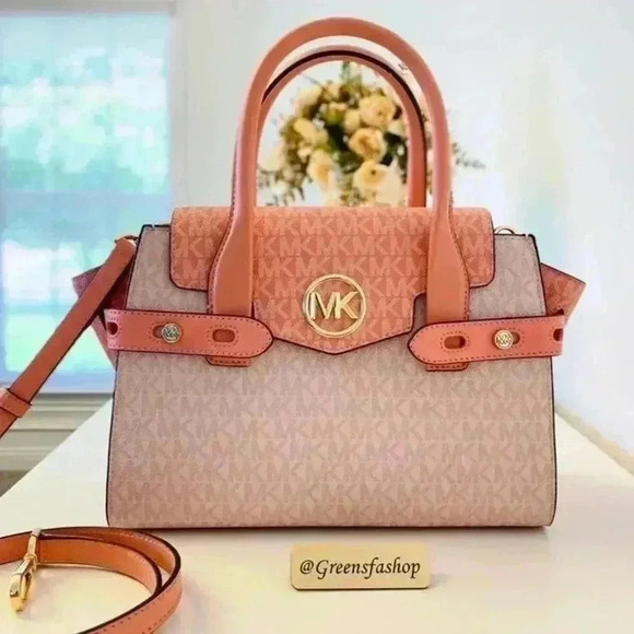 Michael Kors Purse Carmen Medium Flap Satchel shoulder bag sherbert new - Picture 1 of 9